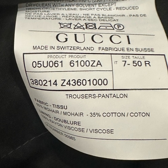 BNWT Gucci Straight Leg Mohair Trousers - Picture 6 of 9